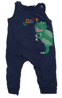 Tmavomodré laclové tepláky s dinosaurem Jojo Maman Bebé