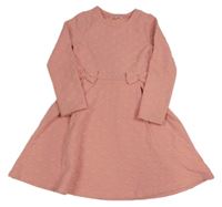 Růžové šaty s 3D srdíčky a mašlemi