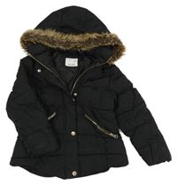 Černá šusťáková zimní bunda s kapucí Zara