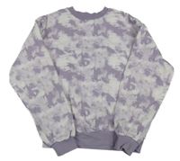 Lila-bílá batikovaná mikina H&M