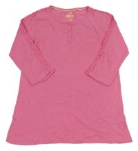 Růžové melírované triko s kapsou a krajkou Pepperts!