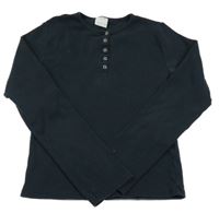 Černé žebrované triko s cvočky Zara