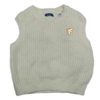 Bílá pletená vesta s ptáčkem Okaidi