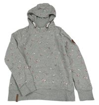 Šedá mikina s kytičkami a kapucí Yigga