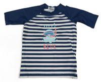 Tmavomodro-bílé pruhované UV tričko s chobotnicí Alive