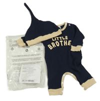 Nové - Černo-béžový overal s nápisem + čepice Shein