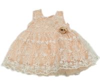 Lososovo-bílé krajkové šaty s květem 