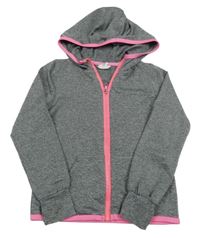 Šedá melírovaná propínací sportovní mikina s kapucí H&M