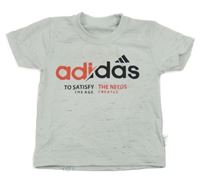 Světlešedo-černé melírované žebrované tričko  Adidas
