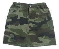Khaki-hnědá army riflová sukně s prošoupáním Denim Co. 