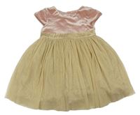 Béžovo-světlerůžové tylovo/sametové šaty Mothercare