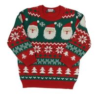Červeno-zelený vzorovaný svetr se Santy Primark
