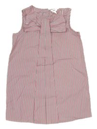 Růžovo-černé proužkované plátěné šaty s mašlí River Island