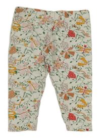 Smetanové legíny s kytičkami