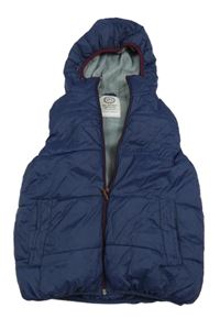 Tmavomodrá šusťáková zateplená vesta s kapucí Next