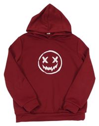 Červená mikina se smajlíkem a kapucí Shein