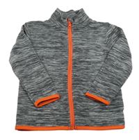 Šedá melírovaná fleecová propínací mikina s oranžovými lemy Infinity