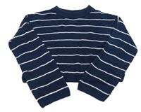 Tmavomodro-bílý pruhovaný crop svetr H&M