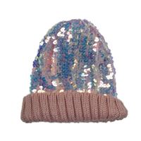 Světlerůžová pleteno/síťovaná čepice s flitry F&F