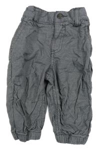 Šedo-bílé kostkované plátěné kalhoty H&M