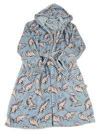 Světlemodrý chlupatý župan s dinosaury a kapucí George 