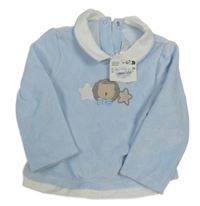 Nové - Světlemodrá sametová mikina se lvem a límečkem Mayoral