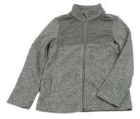 Šedá melírovaná fleecová propínací mikina TCM