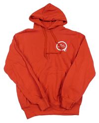 Červená mikina s nápisem a kapucí Fruit of the Loom