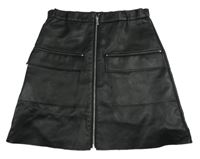 Černá koženková propínací sukně River Island 