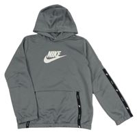 Šedá sportovní mikina s logem a kapucí Nike 