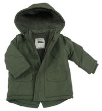 Khaki šusťáková zimní parka s kapucí Matalan