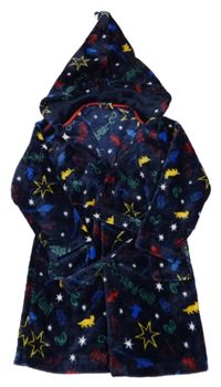 Tmavomodrý chlupatý župan Harry Potter s kapucí