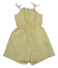 Žlutý proužkovaný krepový kraťasový overal H&M