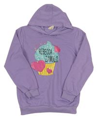 Levandulová mikina s muffinem a kapucí 