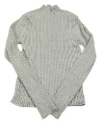 Šedý žebrovaný svetr se stojáčkem Primark