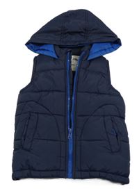 Tmavomodrá šusťáková zateplená vesta s kapucí Matalan