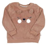 Světlerůžová chlupatá mikina s medvídkem Liegelind