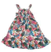 Bílé bavlněné žabičkové květované šaty C&A