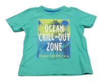 Zelené tričko s palmami a nápisem Lupilu