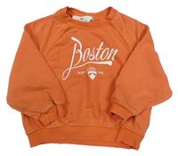 Oranžová oversize mikina s nápisem H&M