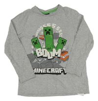 Šedét triko s potiskem Minecraft 