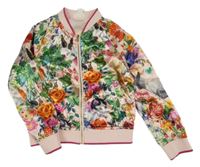Broskvová saténová podzimní květovaná bunda H&M