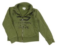 Khaki propínací mikina s logem Diesel
