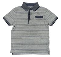 Modro-bílo-tmavomodré melírované polo tričko F&F
