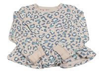 Pudrovo-tmavomodrošedo-bílá vzorovaná tepláková tunika se srdíčky Mothercare