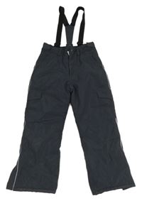 Tmavošedé šusťákové zimní oteplovačky s odepínacími kšanami Topolino