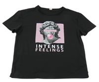 Černé tričko se sochou SHEIN