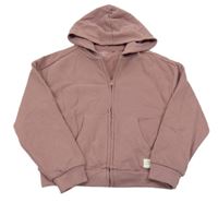 Kakaová propínací mikina s nášivkou a kapucí MANOR