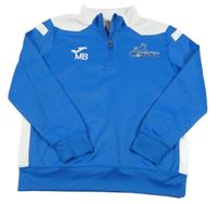 Modro-bílá thermo mikina s nápisy a míčem a koněm JOMA