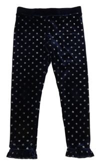 Tmavomodré sametové legíny s hvězdičkami a volánky PRIMARK